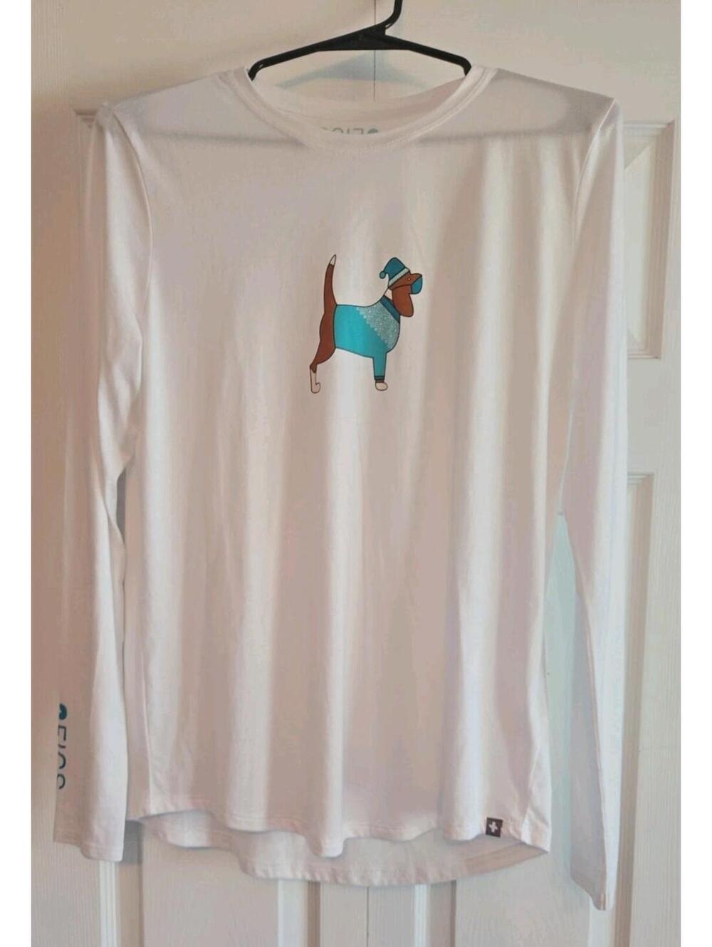 Figs Super Soft Pima Cotton Modal Blend Under Scrub Womens Small Dog White